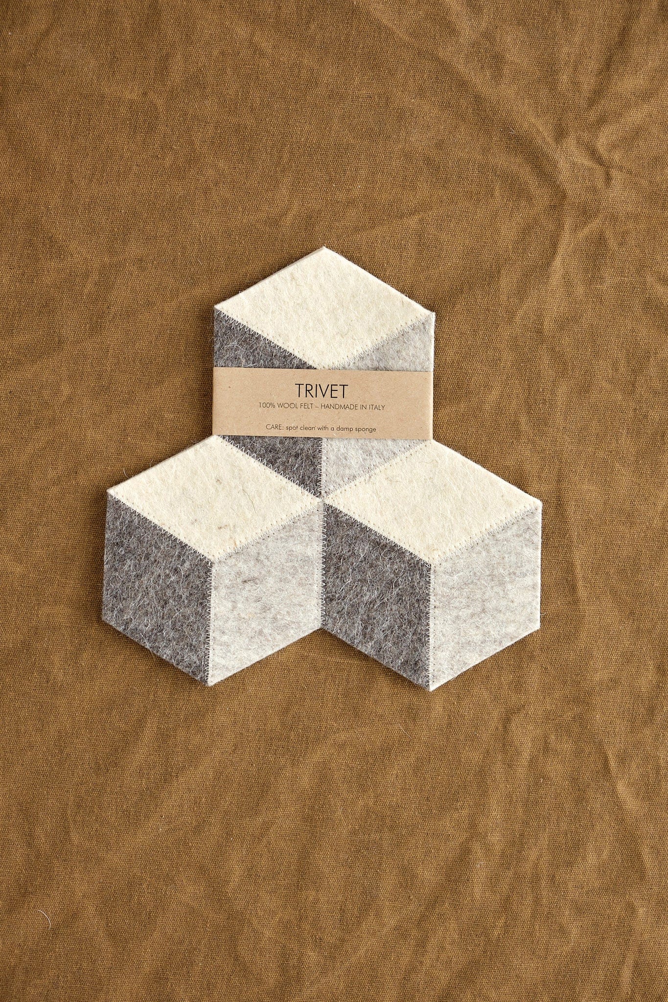 Hexagonal Felt Trivet in beige