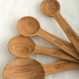 Be Home Home Kitchen Utensils Round Teak Measuring Spoons