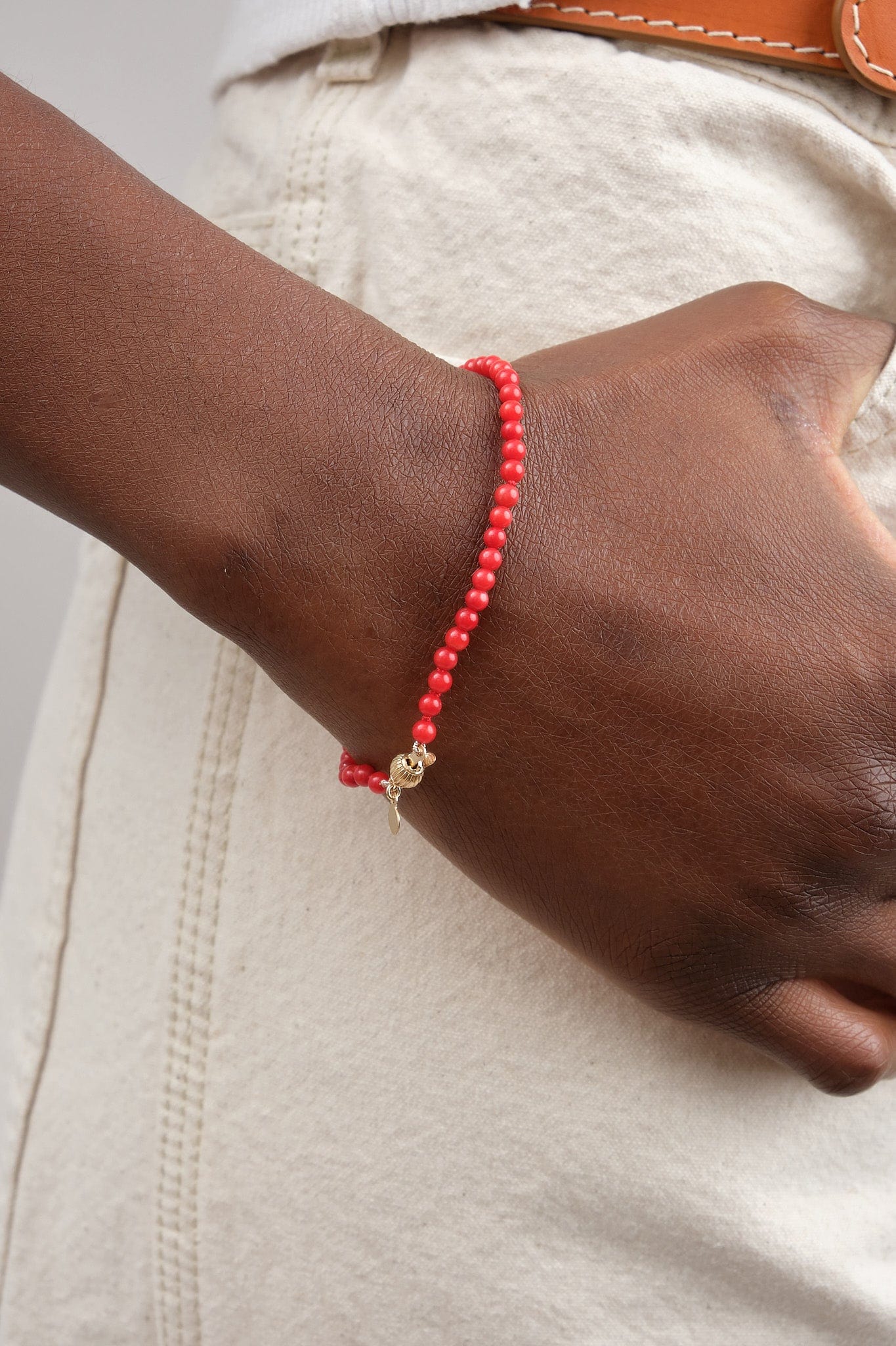 Beatrice Valenzuela Jewelry Bracelets Red Bamboo Coral Bracelet Red Bamboo Coral / 7" Chain