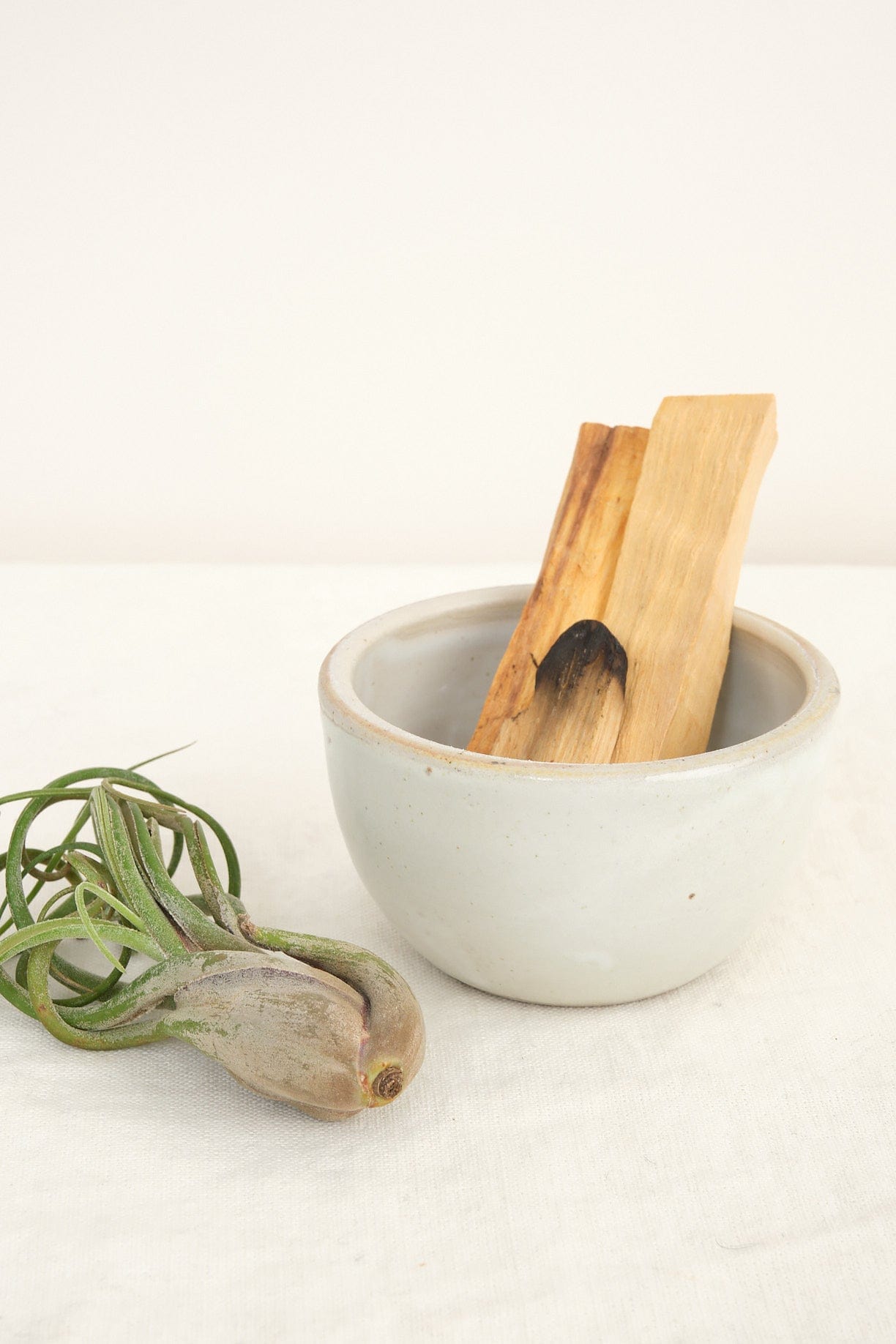 Incausa Home Incense Large Stoneware Smudge Bowl in White White / 4.5" W X 3" H
