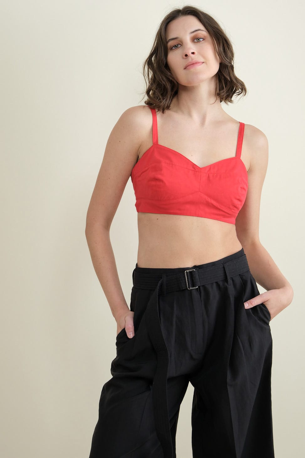 Carleen Apparel Womens Blouses Bra Top in Red Red / XSmall