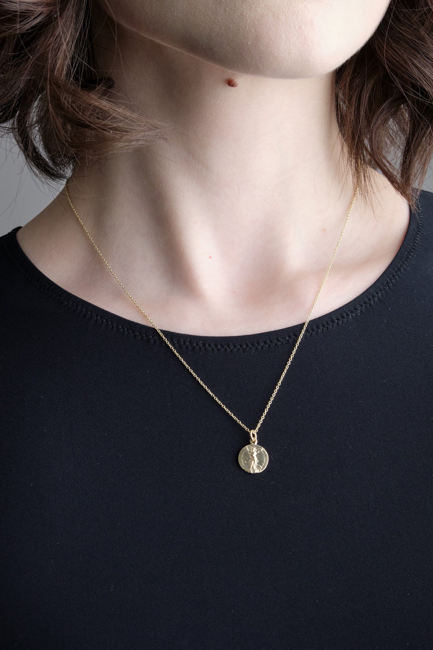 Carrie Hoffman Jewelry Necklaces 18" Guardian Coin Necklace 14K Yellow Gold / 18" Chain