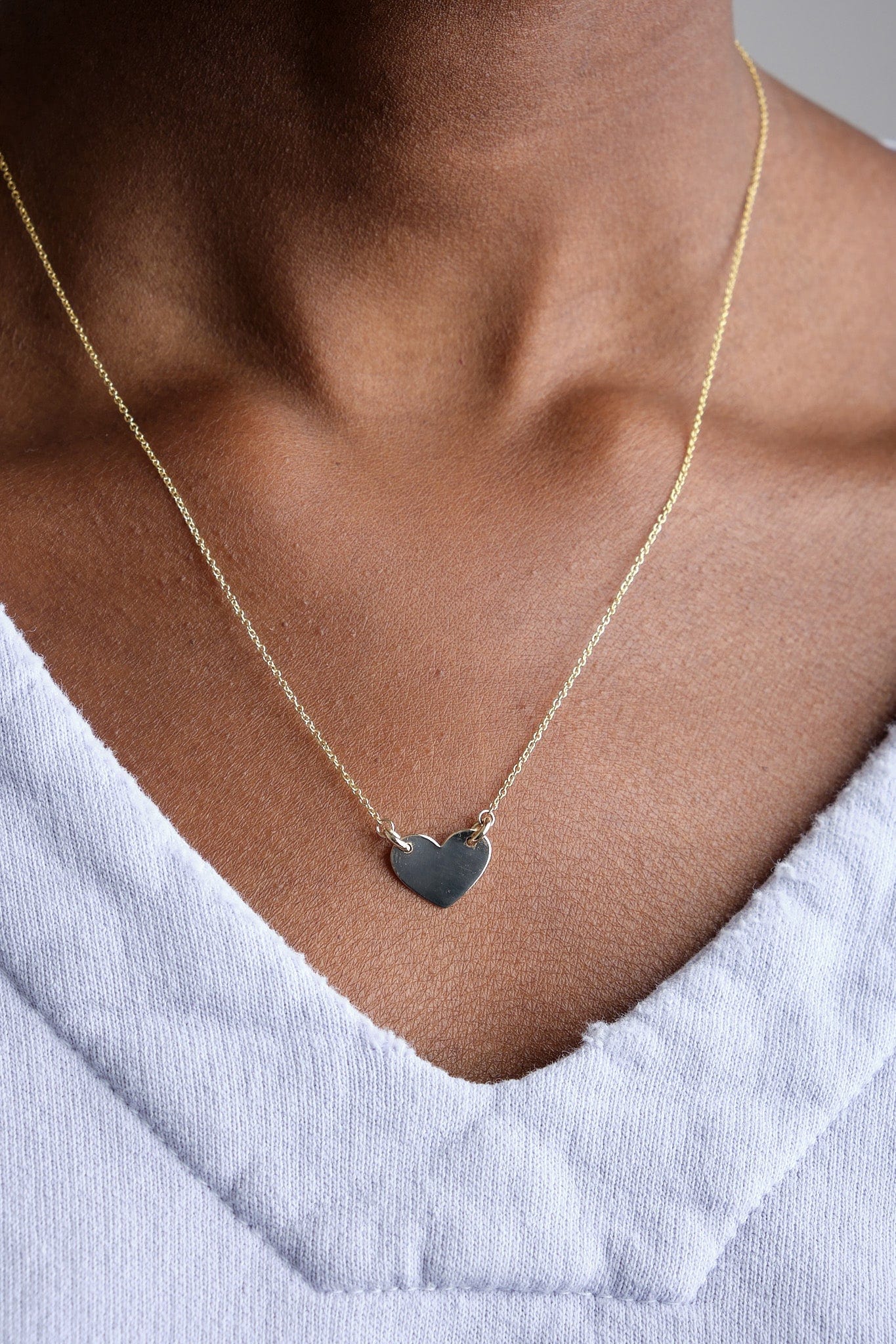 Carrie Hoffman Jewelry Necklaces Chubby Heart Necklace 14K Yellow Gold / 18" Chain