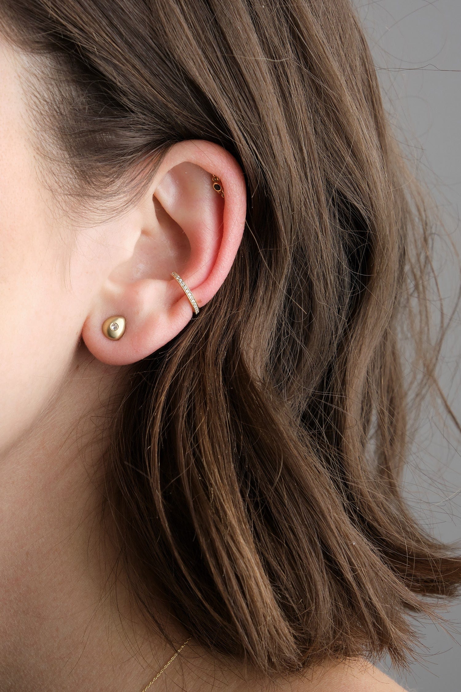 Carrie Hoffman Jewelry Earrings Gold Pave Ear Cuff White Diamond
