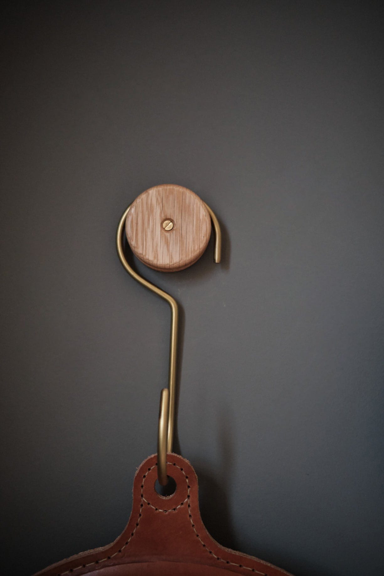 Lostine Home Objects Carter Peg and Hook Wood and Brass / 8" L X 3.25" W