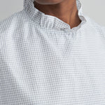 Neckline on Poplin Frill Collar Sleeveless Shirt in Grey Check