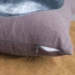 Hidden zip on Velvet Circle Pillow in Charcoal