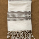 Creative Women Home Kitchen Towels Aden Stripes Hand Towel Natural W/ Grey / 21" X 27"