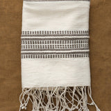 Creative Women Home Kitchen Towels Aden Stripes Hand Towel Natural W/ Grey / 21" X 27"