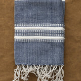 Creative Women Home Kitchen Towels Aden Stripes Hand Towel Navy W/ Natural / 21" X 27"
