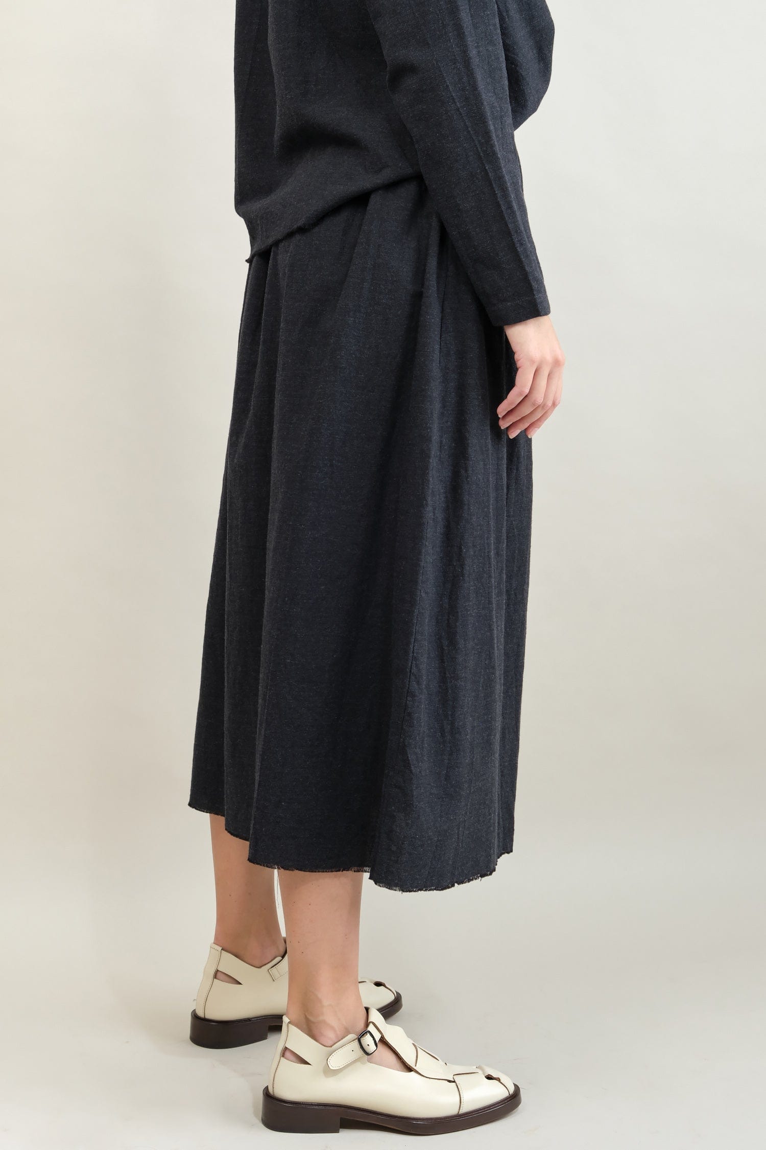 Side of Henne Skirt in Carbon