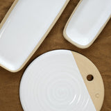 Farmhouse Pottery Home Kitchen Serving Medium Round Cheese Stone