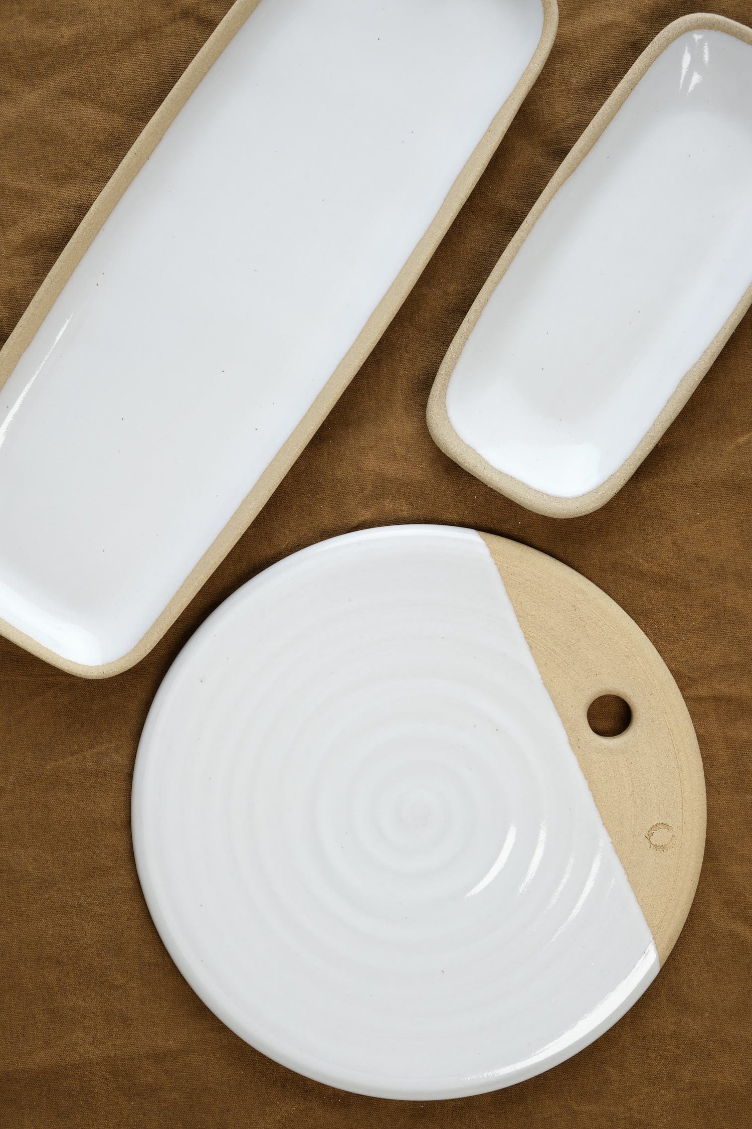 Farmhouse Pottery Home Kitchen Serving Medium Round Cheese Stone