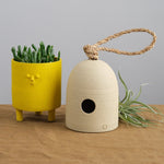 Farmhouse Pottery Home Objects Fieldstone Hanging Bird Shelter Stoneware / 5.25 D X 7.25 H