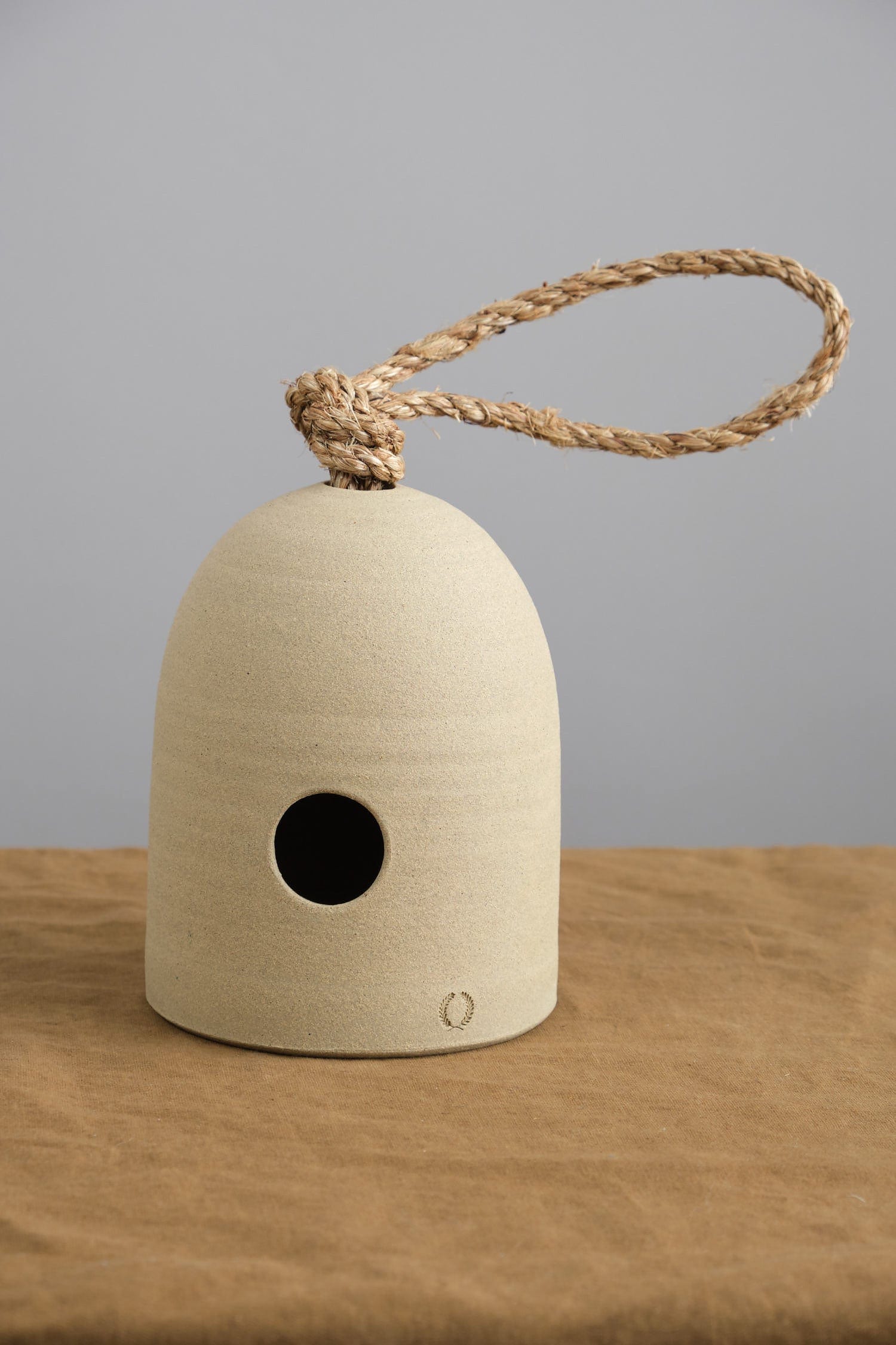 Farmhouse Pottery Home Objects Fieldstone Hanging Bird Shelter Stoneware / 5.25 D X 7.25 H