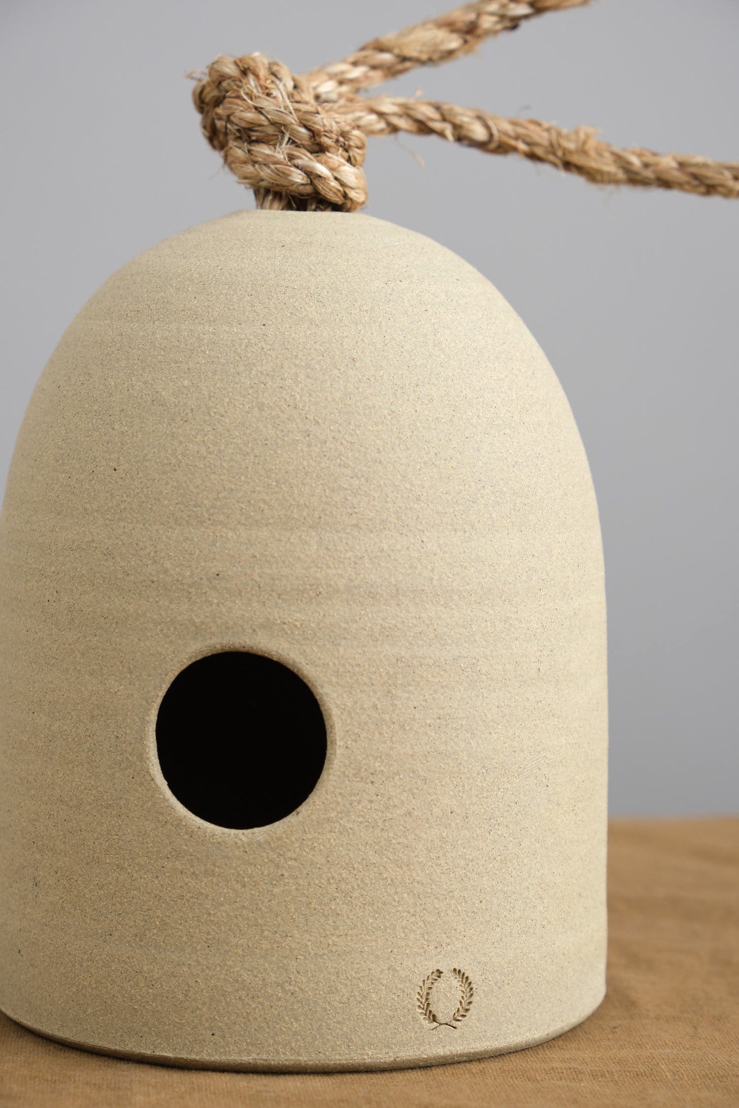 Farmhouse Pottery Home Objects Fieldstone Hanging Bird Shelter Stoneware / 5.25 D X 7.25 H