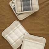 Farmhouse Pottery Home Kitchen Trivets Handloom Stripe Potholders Cream