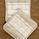 Farmhouse Pottery Home Kitchen Trivets Handloom Stripe Potholders Cream