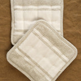 Farmhouse Pottery Home Kitchen Trivets Handloom Stripe Potholders Cream