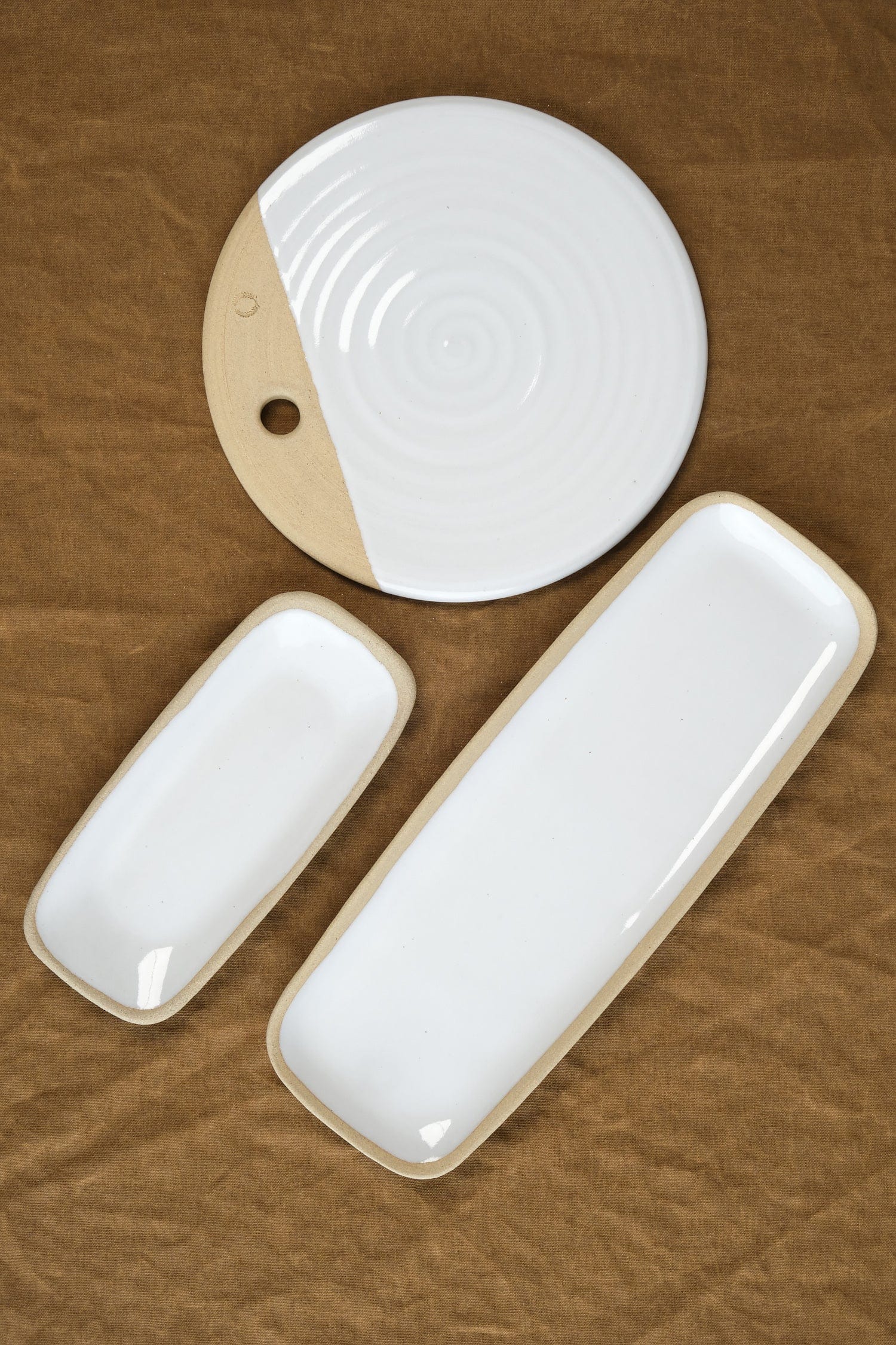 Farmhouse Pottery Home Kitchen Serving Medium Rectangle Serving Tray Stoneware / 15" W X 5.5" L