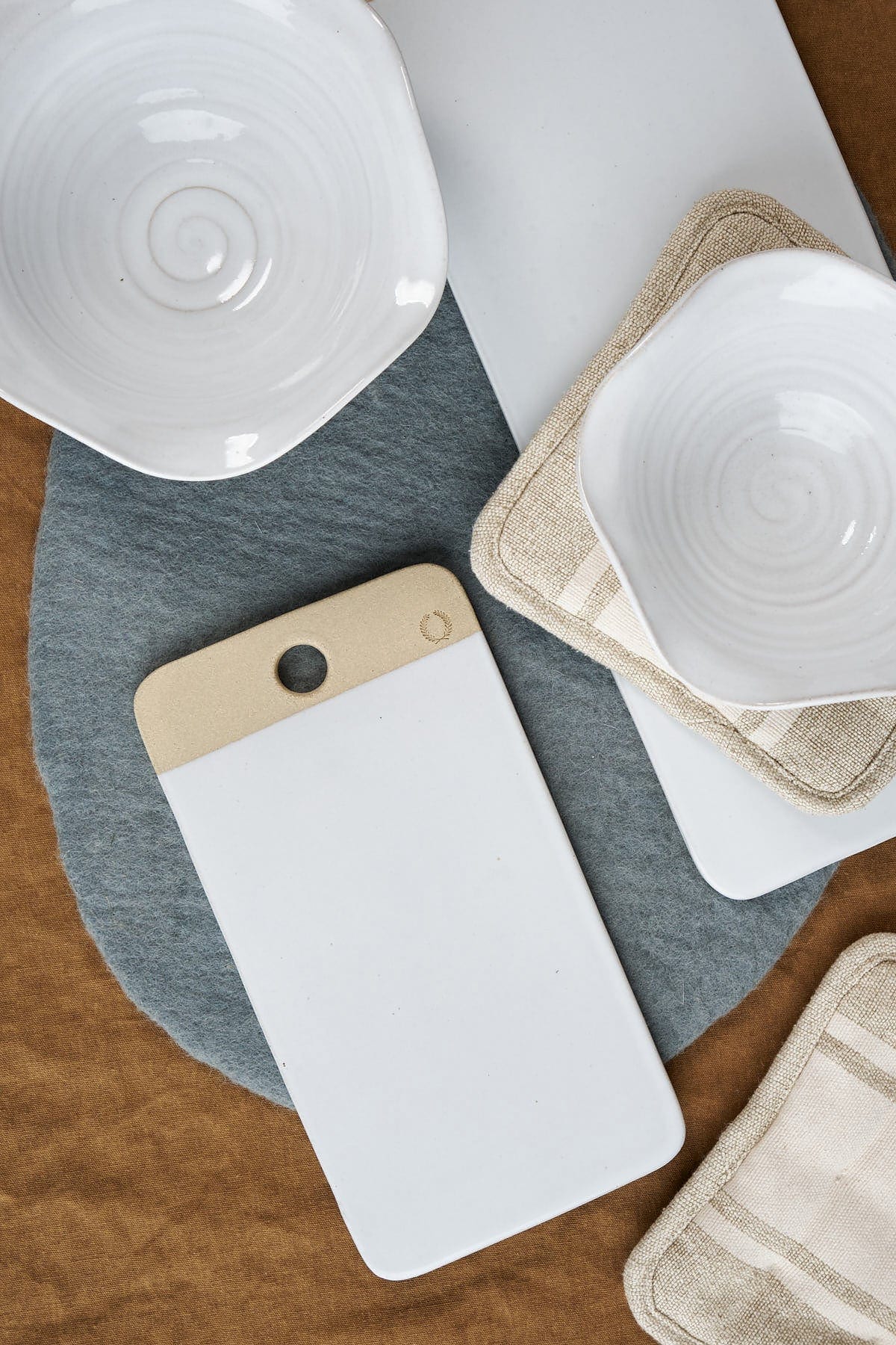 Farmhouse Pottery Home Kitchen Serving Medium Rectangular Cheese Stone White Stoneware / 10.5" L X 5.75" W