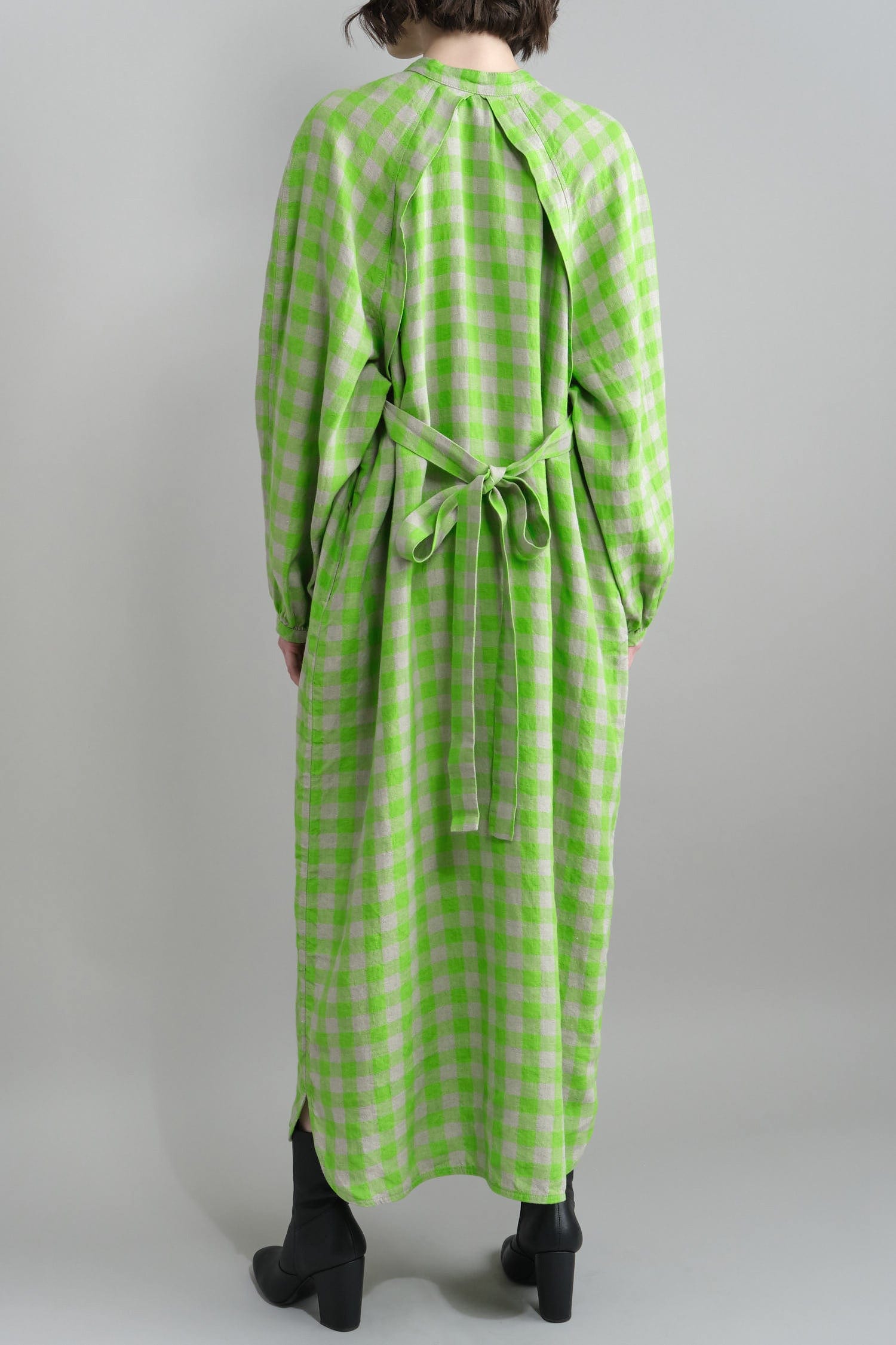 Back of Leaf Dress in Spring Green Checks