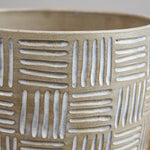 Kati Von Lehman Home Planters Etched Flowerpot Brown Stoneware/Eggshell / 7" D X 6.25" H