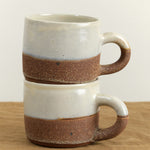 Stoneware Coffee Mug in Brown Stoneware stacked