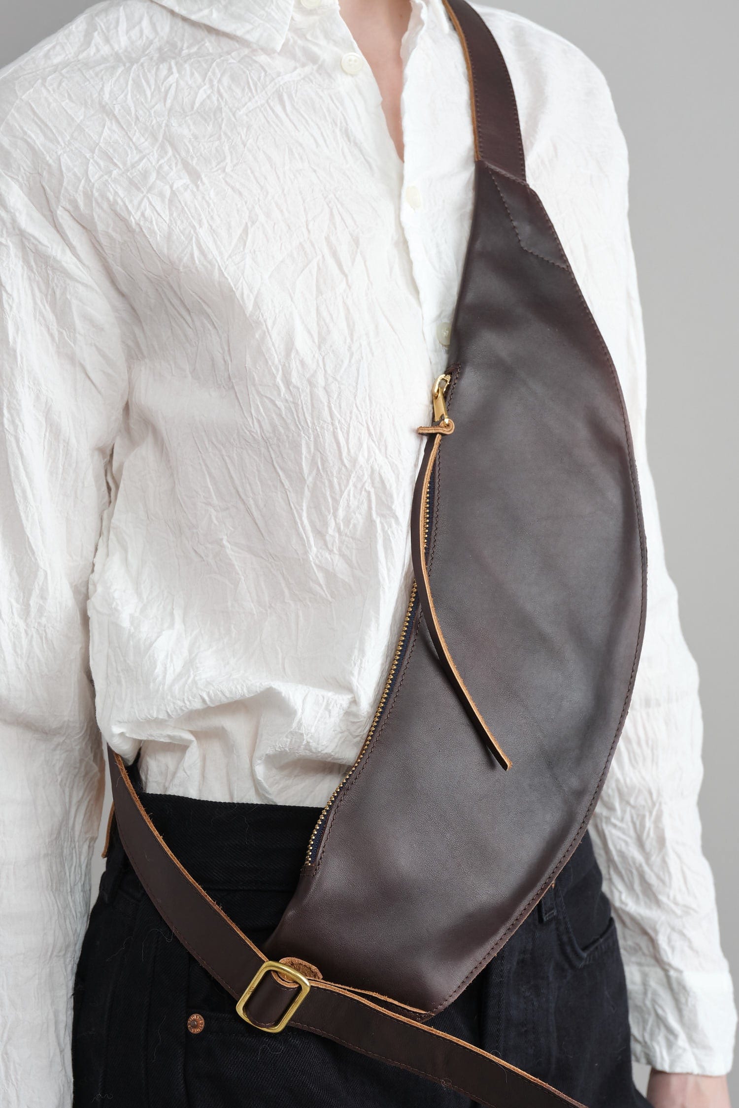 Side of Sling Pouch in Walnut