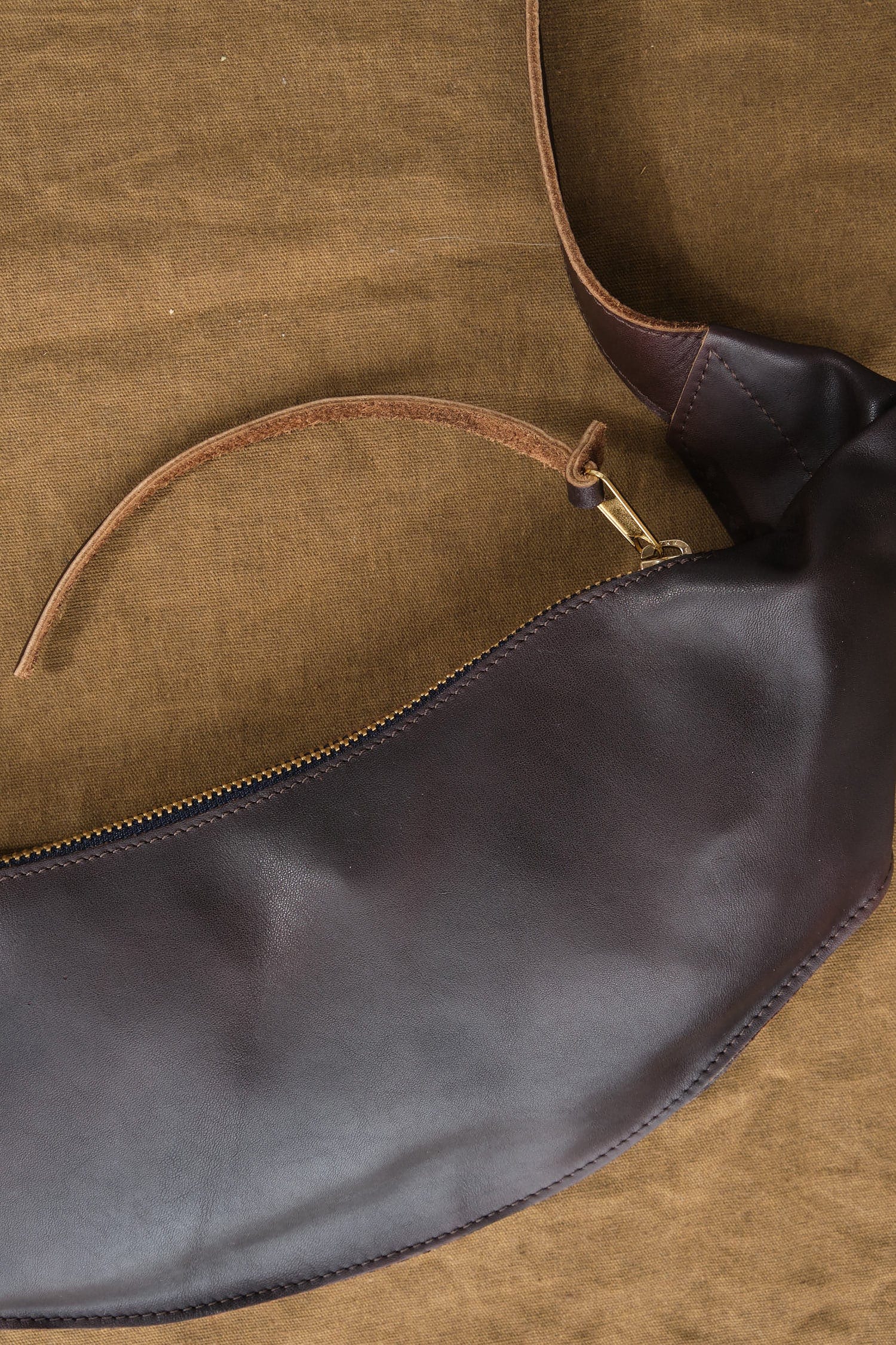 Zipper on Sling Pouch in Walnut