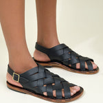 KikaNY Accessories Womens Shoes Weave Sandal Black / 7