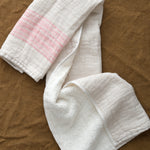 Unfolded Flax Line Hand Towel in Pink/Beige