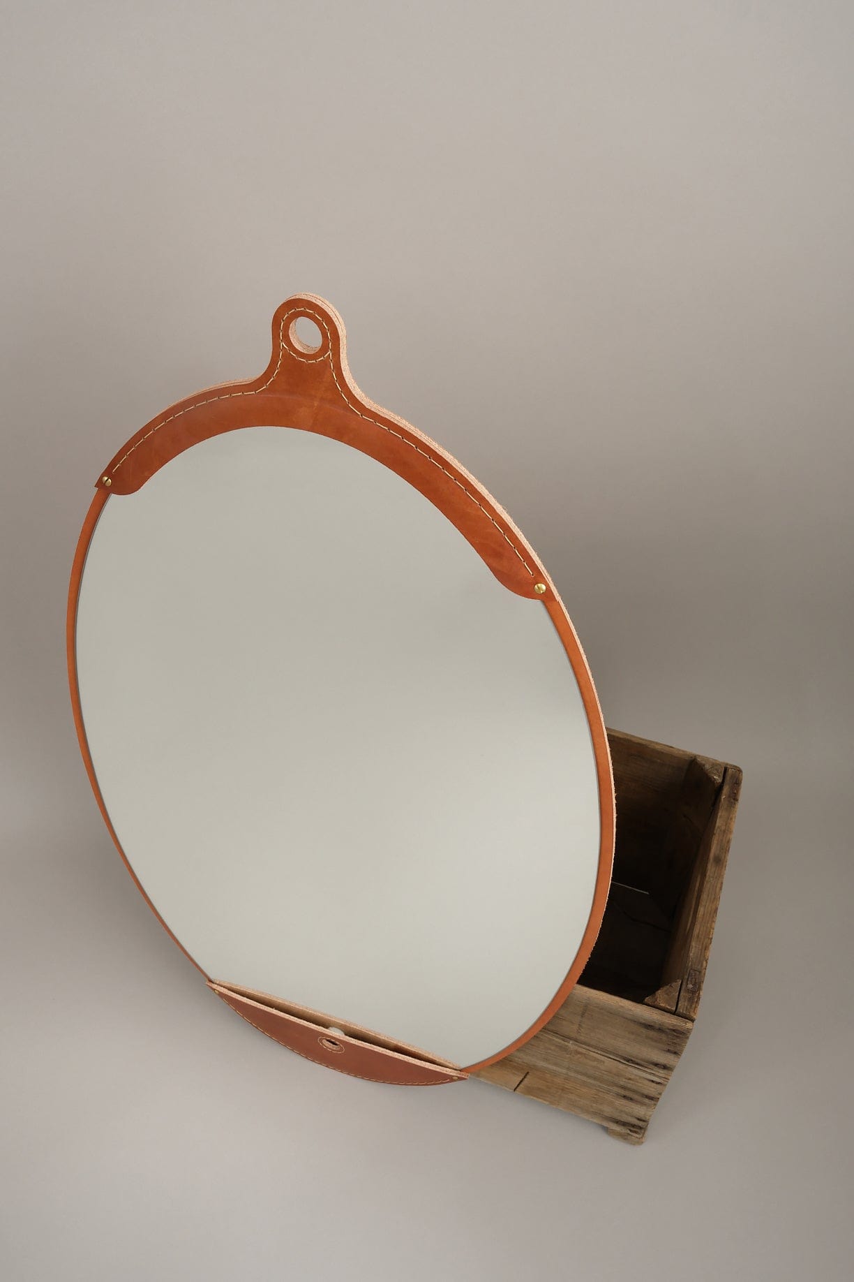 Lostine Home Mirrors Fairmount Long Oval Mirror Leather / 20" W x 38" H