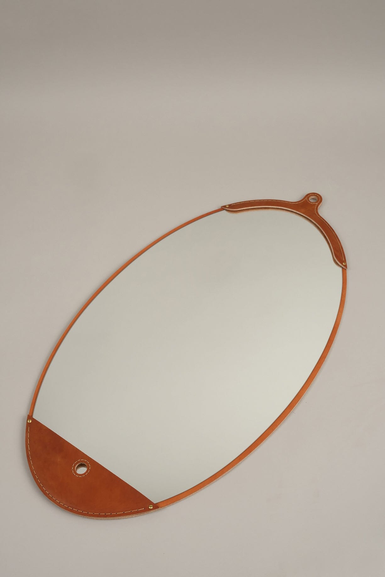 Lostine Home Mirrors Fairmount Long Oval Mirror Leather / 20" W x 38" H