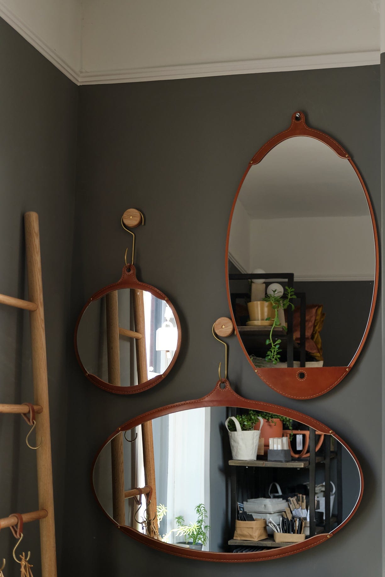 Lostine Home Mirrors Fairmount Long Oval Mirror Leather / 20" W x 38" H