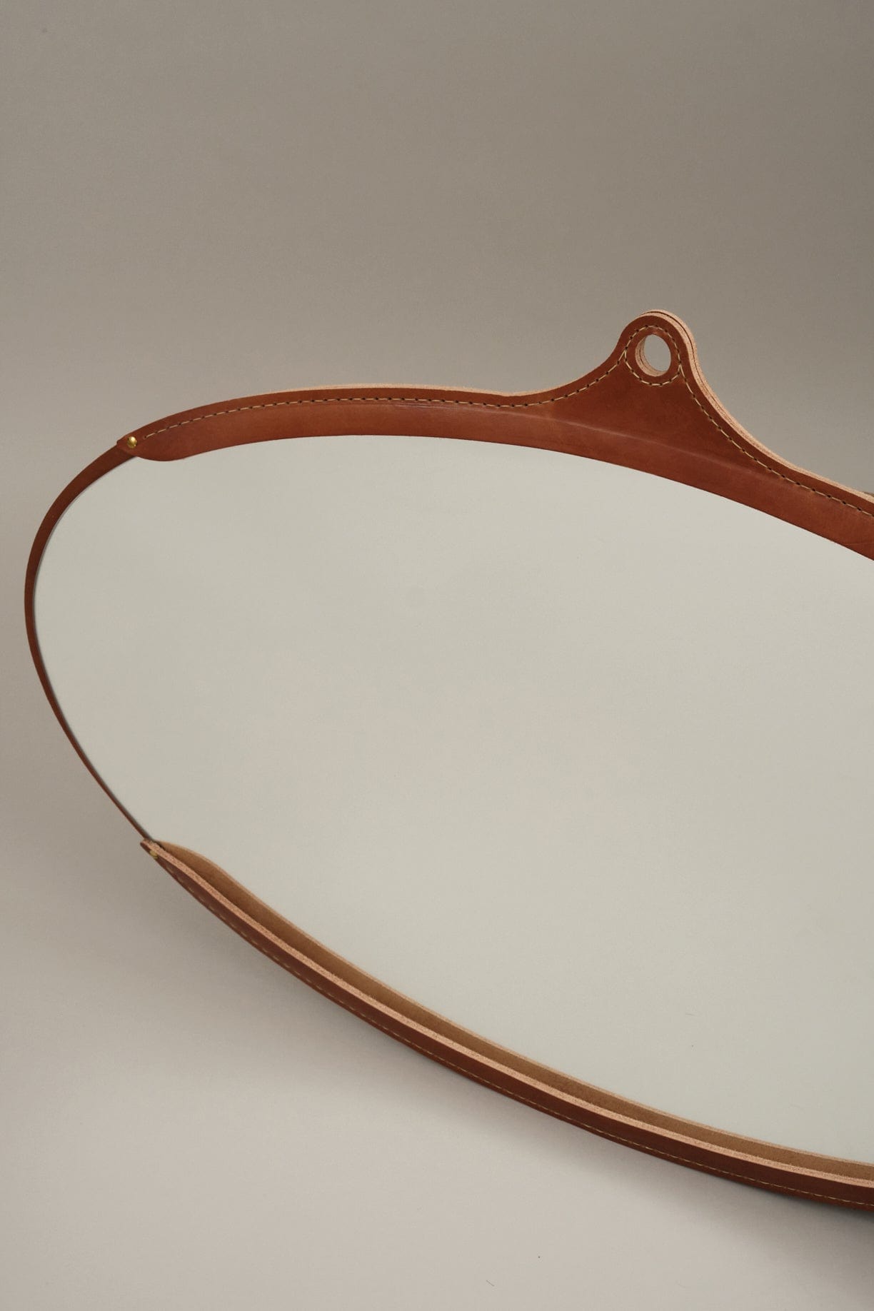 Lostine Home Mirrors Fairmount Wide Oval Mirror Leather / 34.5" W X 22.25" L