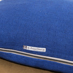 Zipper on 16" X 24" Washed Linen Vise Versa Cushion in Cobalt