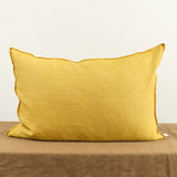 Maison De Vacances Home Pillows 16" X 24" Washed Linen Vice Versa Cushion in Ocre Ocre/Givre / 16" X 24"