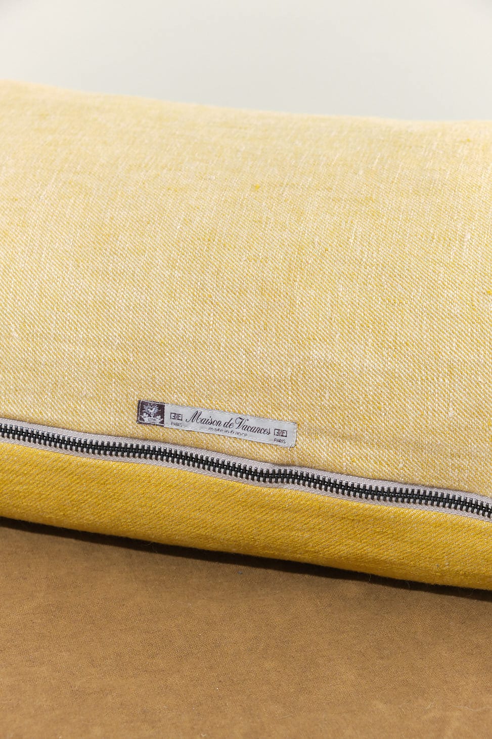 Maison De Vacances Home Pillows 16" X 24" Washed Linen Vice Versa Cushion in Ocre Ocre/Givre / 16" X 24"