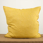 26" X 26" Crumpled Washed Linen Vice Versa Cushion in Ocre