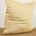Maison De Vacances Home Pillows 26" X 26" Crumpled Washed Linen Vice Versa Cushion in Ocre Ocre/Givre / 26" X 26"