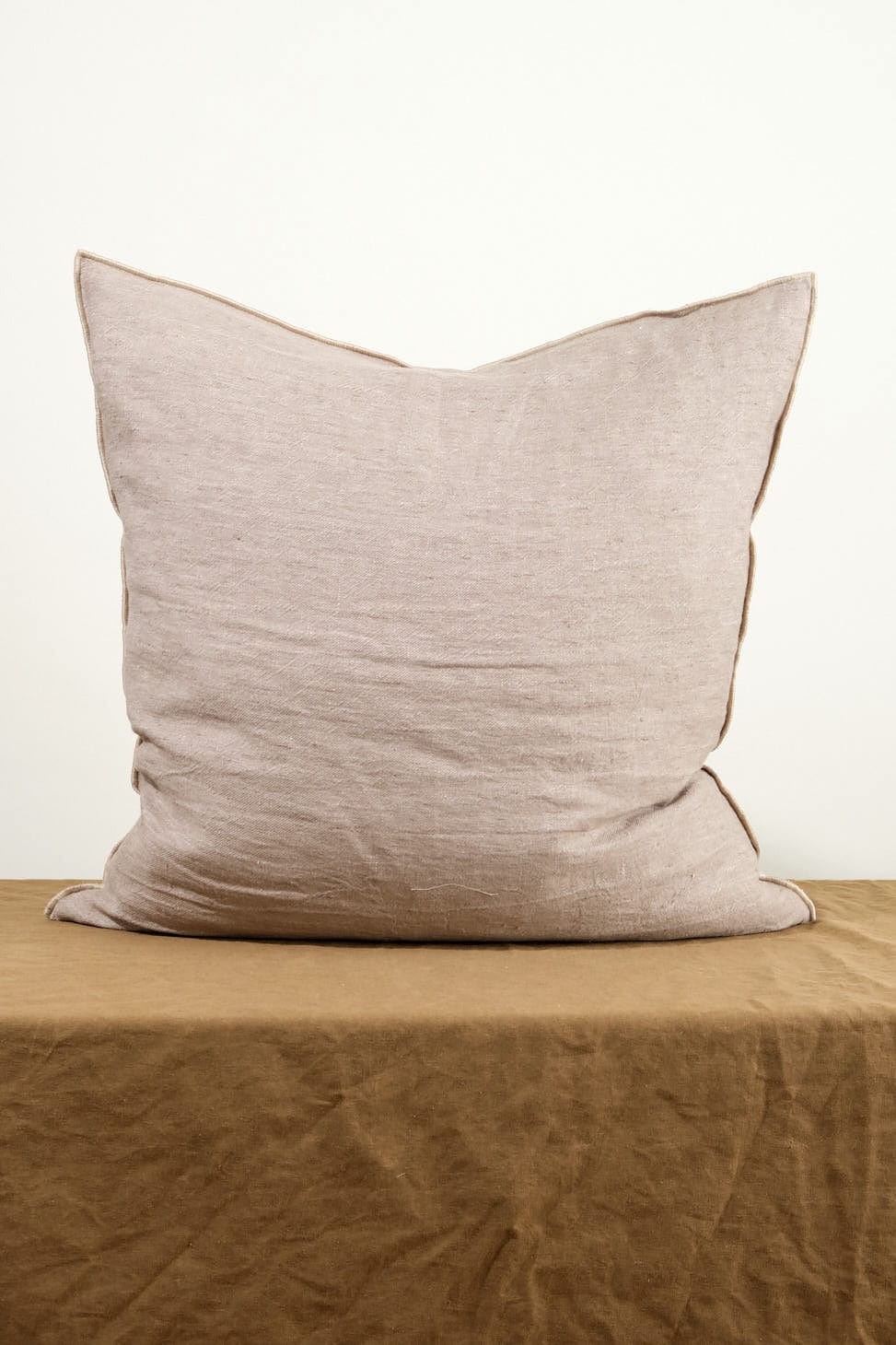 Maison De Vacances Home Pillows 26" X 26" Crumpled Washed Linen Vice Versa Cushion in Taupe Taupe/Cement / 26" X 26"