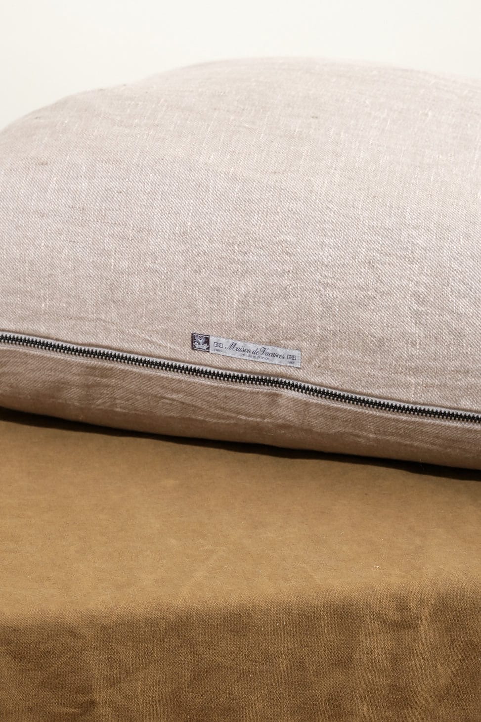 Maison De Vacances Home Pillows 26" X 26" Crumpled Washed Linen Vice Versa Cushion in Taupe Taupe/Cement / 26" X 26"