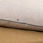 Zipper on 26" X 26" Crumpled Washed Linen Vice Versa Cushion in Taupe