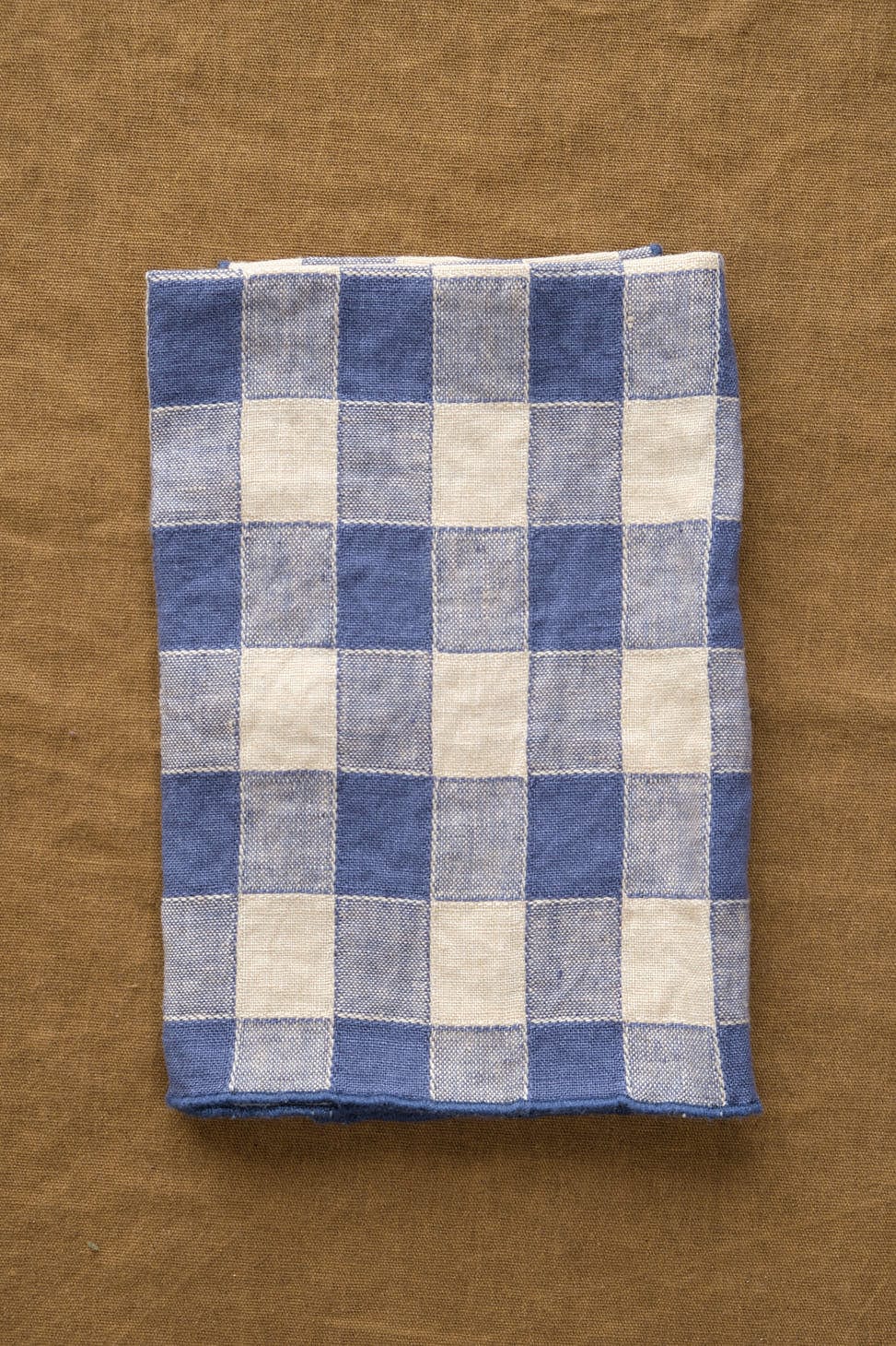 Maison De Vacances Home Kitchen Napkins Canvas Vintage Vichy Napkin Bleu de Delft / 17" X 17"