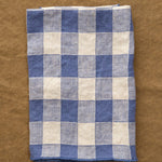 Maison De Vacances Home Kitchen Napkins Canvas Vintage Vichy Napkin Bleu de Delft / 17" X 17"