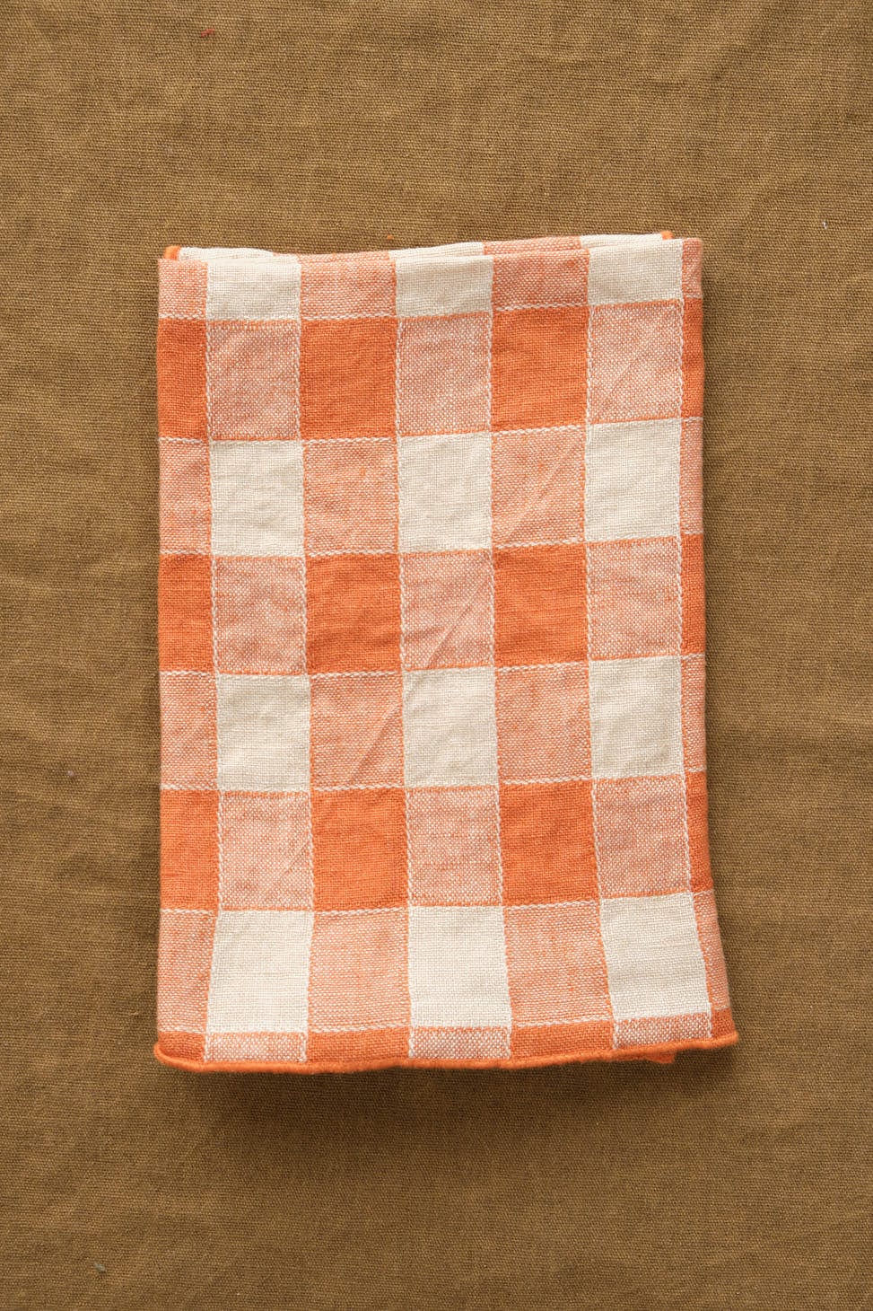 Maison De Vacances Home Kitchen Napkins Canvas Vintage Vichy Napkin Marmelade / 17" X 17"