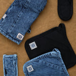 Mi Cocina Home Kitchen Serving Dual-Hand Oven Mitt Black Denim
