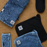 Mi Cocina Home Kitchen Serving Dual-Hand Oven Mitt Black Denim