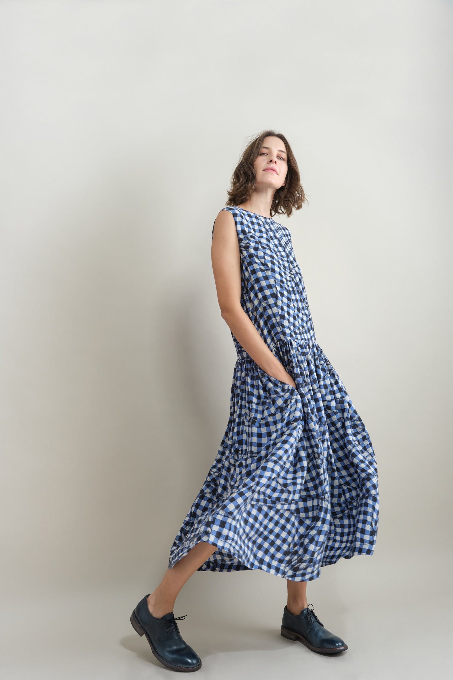 Edith Dress in Blue in motion